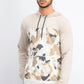 Sun + Stone Men's Camo Blocked Hoodie Beige Size Medium