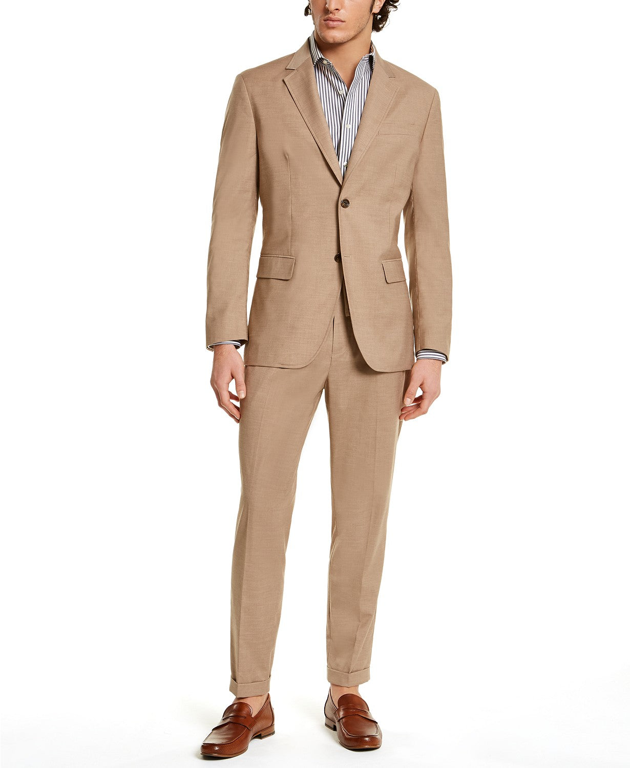 Tasso Elba Men's Classic-Fit Stretch Tropical Weight Sportcoat Brown Size 2XL