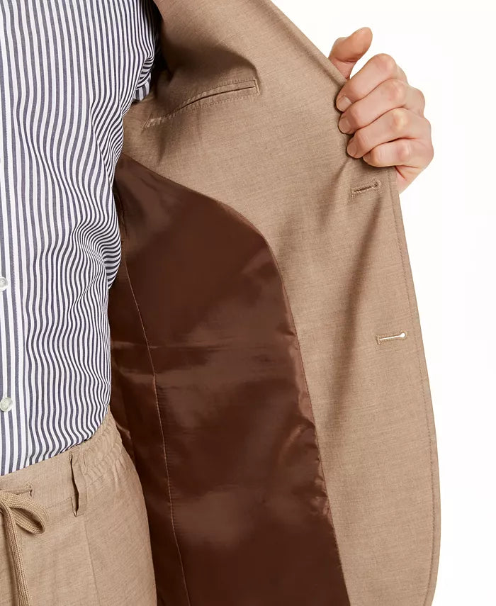 Tasso Elba Men's Classic-Fit Stretch Tropical Weight Sportcoat Brown Size 2XL