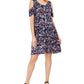 Style & Co Women's Printed Cold-Shoulder Swing Dress Navy Size X-Large