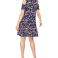 Style & Co Women's Printed Cold-Shoulder Swing Dress Navy Size X-Large