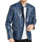 INC International Concepts Men's Braxton Faux Leather Moto Jacket Dark Blue Size Medium