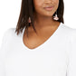 INC International Concepts Women's Plus Size Ribbed-Knit Puff-Sleeve Top White Size 2X