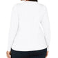 INC International Concepts Plus Women's Size Ribbed-Knit Puff-Sleeve TopWhite Size XXXX Large