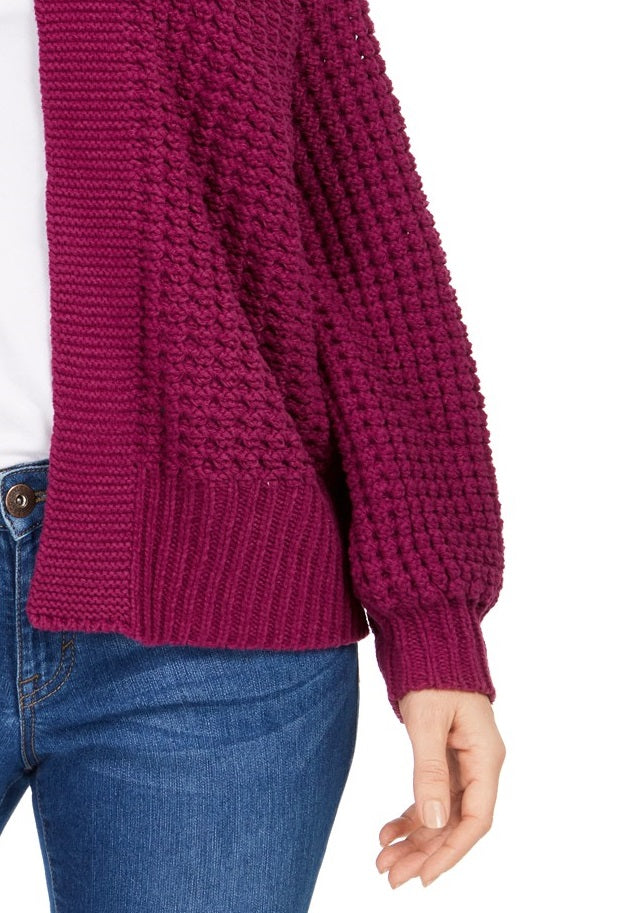 Style & Co Women's Chunky Cable-Knit Open-Front Cardigan  Purple Size Small