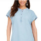 Style & Co Women's High-Low Chambray Shirt Dress Navy Size Small