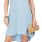 Style & Co Women's High-Low Chambray Shirt Dress Navy Size Small