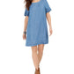 Style & Co Women's Fringed Denim T-Shirt Dress  Blue Size 2 Extra Large
