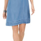 Style & Co Women's Fringed Denim T-Shirt Dress  Blue Size 2 Extra Large