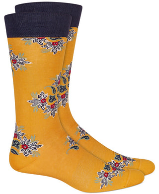 Bar III Men's Floral Socks  Yellow Size Regular