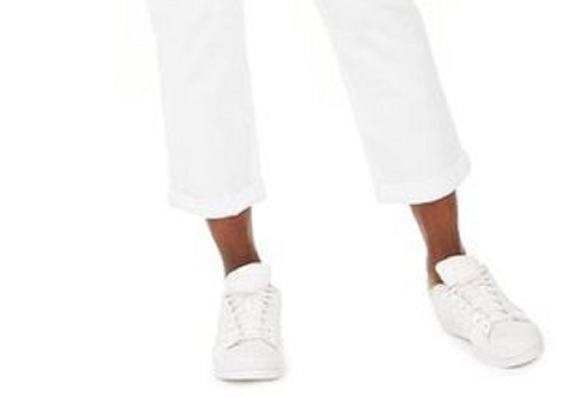 Style & Co Women's Curvy-Fit Cuffed Girlfriend Jeans White Size 10