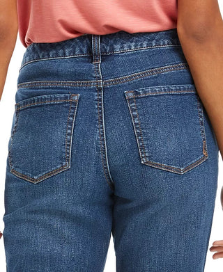 Style & Co Women's Curvy Fit Ripped Girlfriend Jeans Turq Aqua Size 2