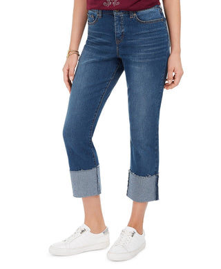 Style & Co Women's High-Rise Crop Straight-Leg Jeans  Blue Size 2