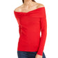 INC International Concepts Women's Twist Off-The-Shoulder Sweater Dark Red Size Large
