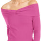 INC International Concepts Women's Twist Off-The-Shoulder Sweater Bright Pink Size Small