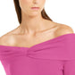 INC International Concepts Women's Twist Off-The-Shoulder Sweater Bright Pink Size Small