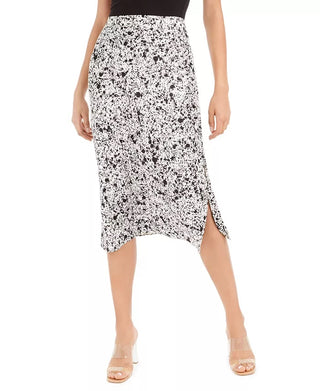 Bar III Women's Printed Slip Midi Skirt White Size Medium