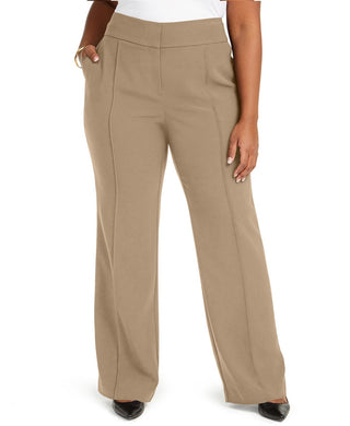 Alfani Women's Plus Size High-Rise Trousers Medium Brown Size Small