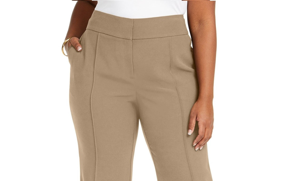 Alfani Women's Plus Size High-Rise Trousers Medium Brown Size Small