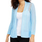Alfani Women's Mixed-Stitch Open-Front Linen-Blend Cardigan Blue Size Extra Large
