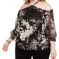 INC International Concepts Women's Plus Size Tie-Dyed Cold-Shoulder Top Black Size 1 Extra