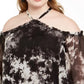 INC International Concepts Women's Plus Size Tie-Dyed Cold-Shoulder Top Black Size 1 Extra