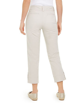 Charter Club Women's Button-Cuff Tummy Control Capri Pants Beige Size 4