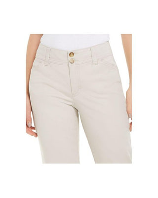 Charter Club Women's Button-Cuff Tummy Control Capri Pants Beige Size 4
