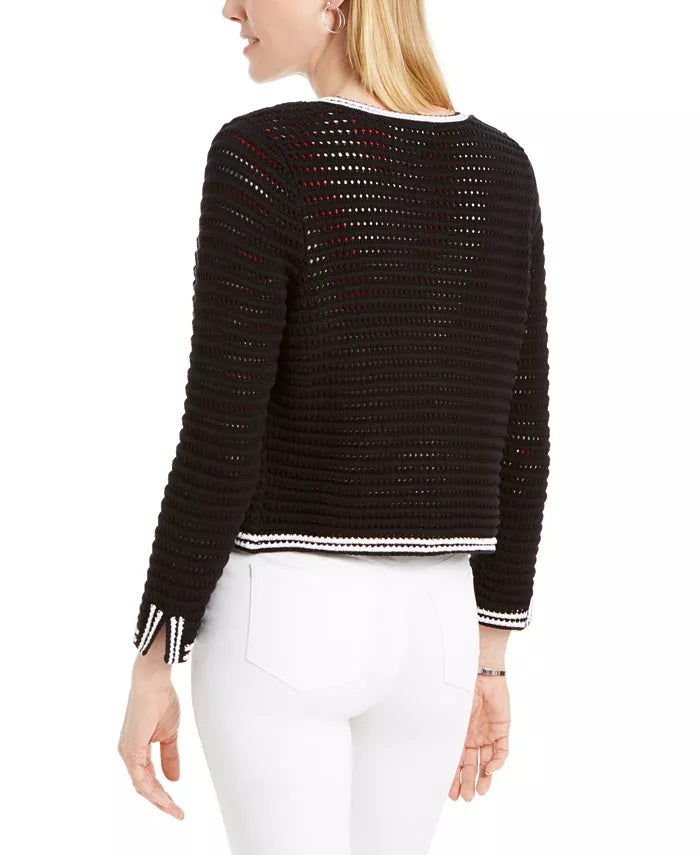 Charter Club Women's Pointelle Sweater Black Size Large