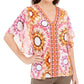 JM Collection Women's Printed Studded Top Pink Size Small