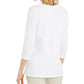 JM Collection Women's Sequined Scoop-Neck Top White Size Medium