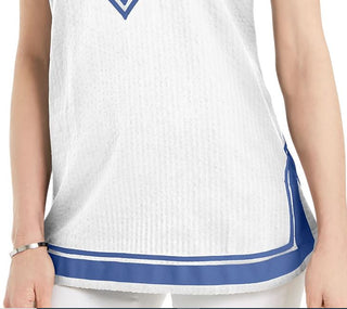 Charter Club Women's Seersucker Woven Tunic Top White Size Large