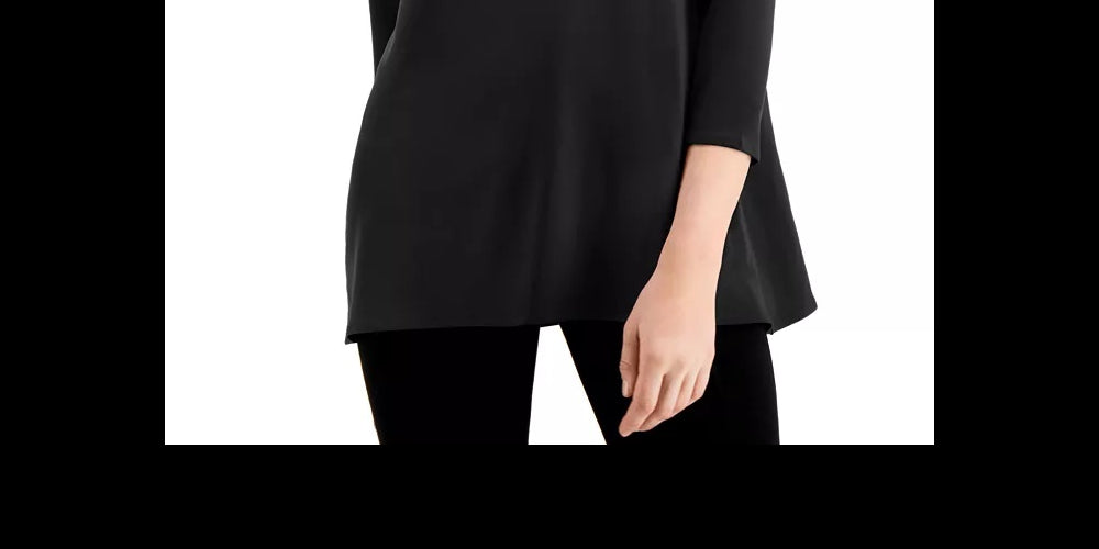 Alfani Women's Keyhole-Cutout 3/4-Sleeve Top Black Size Extra Large
