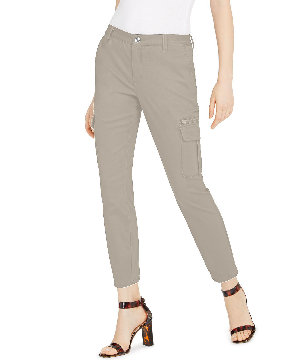 INC International Concepts Women's Petite Skinny Utility Pants Gray Size 2 P