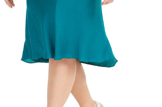 INC International Concepts Women's Plus Bias-Cut Midi Skirt Blue Size Extra Large