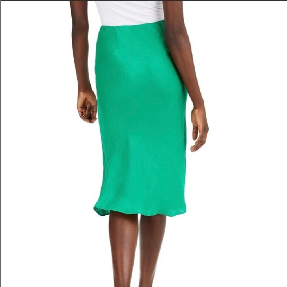 INC International Concepts Women's Plus Size Bias-Cut Midi Skirt Green Size 2X