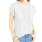 Style & Co Women's Crochet-Bib Textured Top  White Size Medium