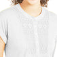 Style & Co Women's Crochet-Bib Textured Top  White Size Medium