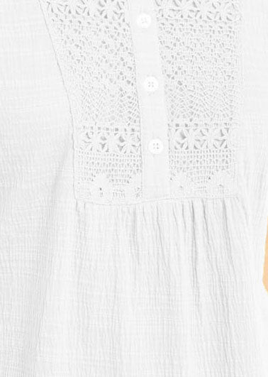 Style & Co Women's Crochet-Bib Textured Top  White Size Medium