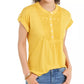 Style & Co Women's Crochet Bib Textured Top Gold Size Small