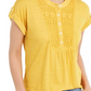 Style & Co Women's Crochet Bib Textured Top Gold Size Small