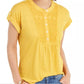 Style & Co Women's Crochet Bib Textured Top Gold Size Small