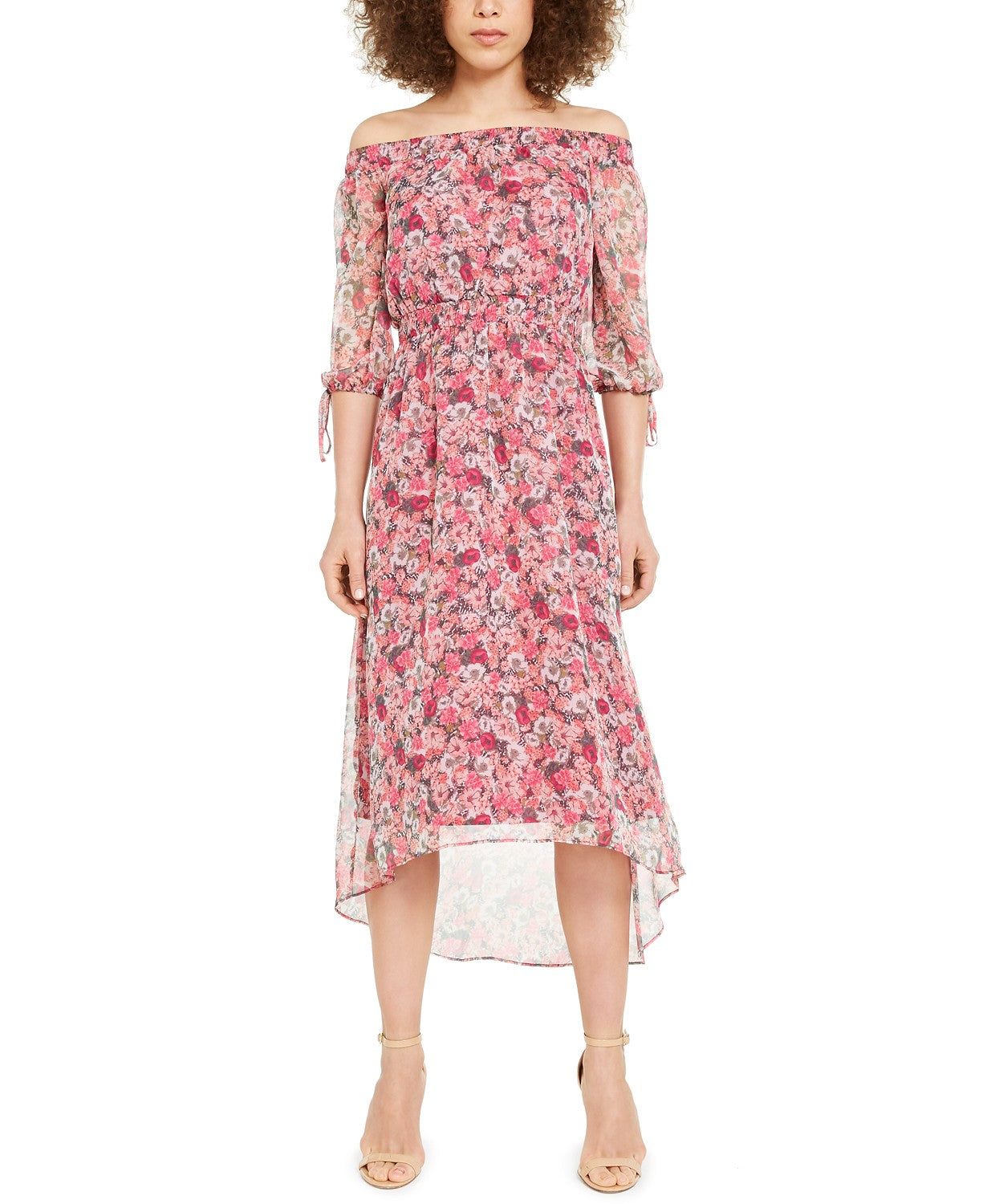 INC International Concepts Women's Off-The-Shoulder Maxi Dress Pink Size Small