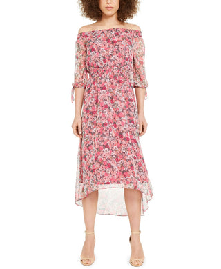 INC International Concepts Women's Off-The-Shoulder Maxi Dress Pink Size Small