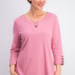 Karen Scott Women's Cotton Lace-Up T-Shirt Pink Size Small