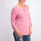 Karen Scott Women's Cotton Lace-Up T-Shirt Pink Size Small
