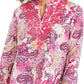 Charter Club Women's Linen Blend Embroidered Neck Printed Tunic Pink Size XX-Large