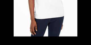 Karen Scott Women's Cotton Scalloped V-Neck T-Shirt White Size XX Large