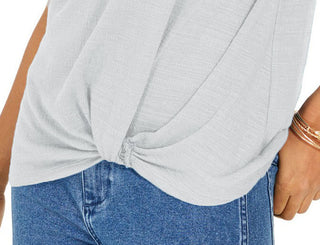 Style & Co Women's Lace-Inset Top Gray Size Large