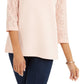 Style & Co Women's Eyelet-Sleeve Cotton Top Bright Pink Size Large